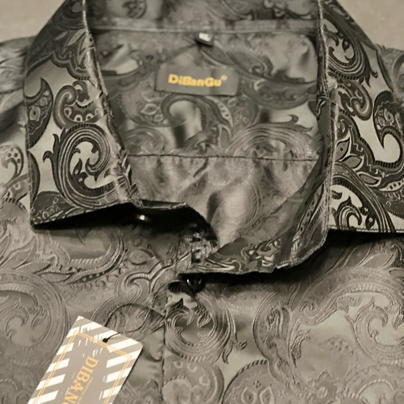 Elegant DiBanGu Mens Silk Paisley Dress Shirts Long Sleeve. - Picture 7 of 7